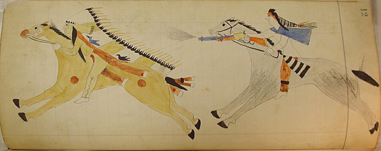 Maffet Ledger: Dwóch Indian konnych, ca. 1874-81. autorstwa Unbekannt