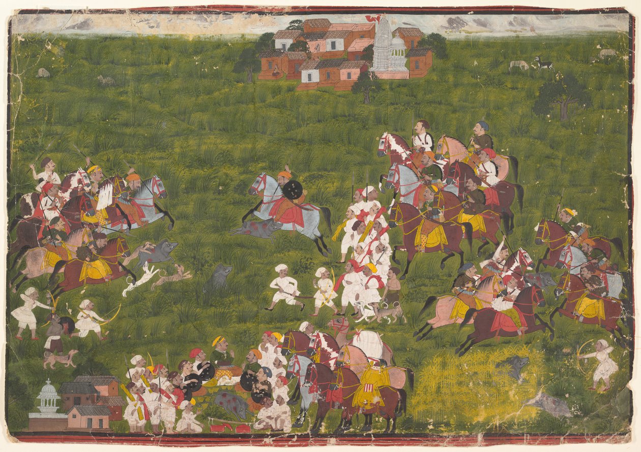 Maharana Sangram Singh Polowanie na Dzikiego Bora, Ca. 1725. autorstwa Unbekannt