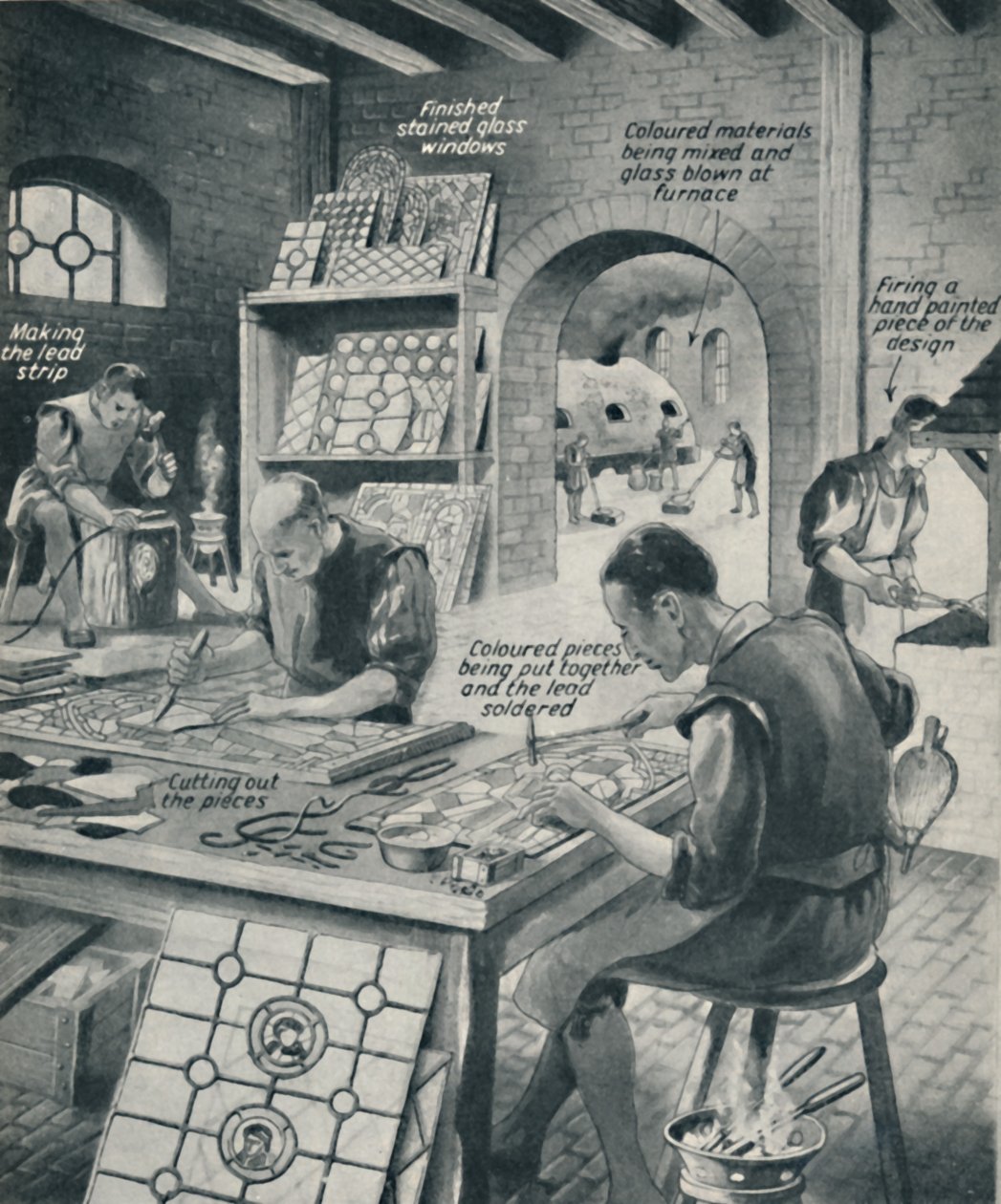 Wykonywanie witrażu, c1934 autorstwa Unbekannt