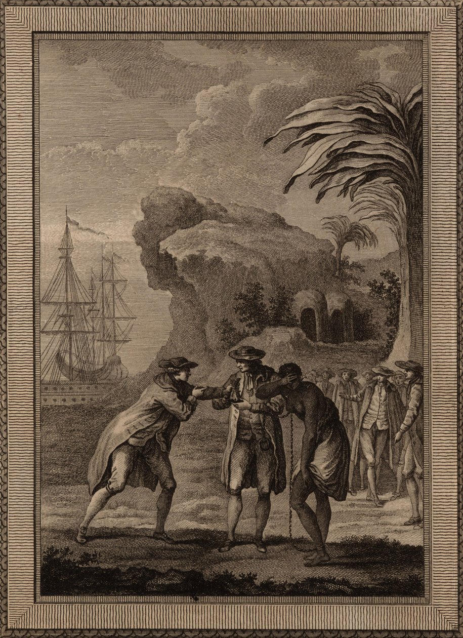 Mężczyzna sprzedaje niewolnicę, 1775. autorstwa Unbekannt