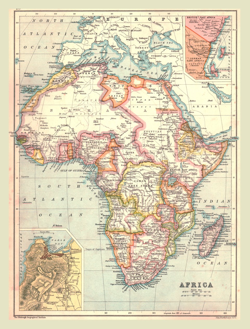 Mapa Afryki, 1902. autorstwa Unbekannt