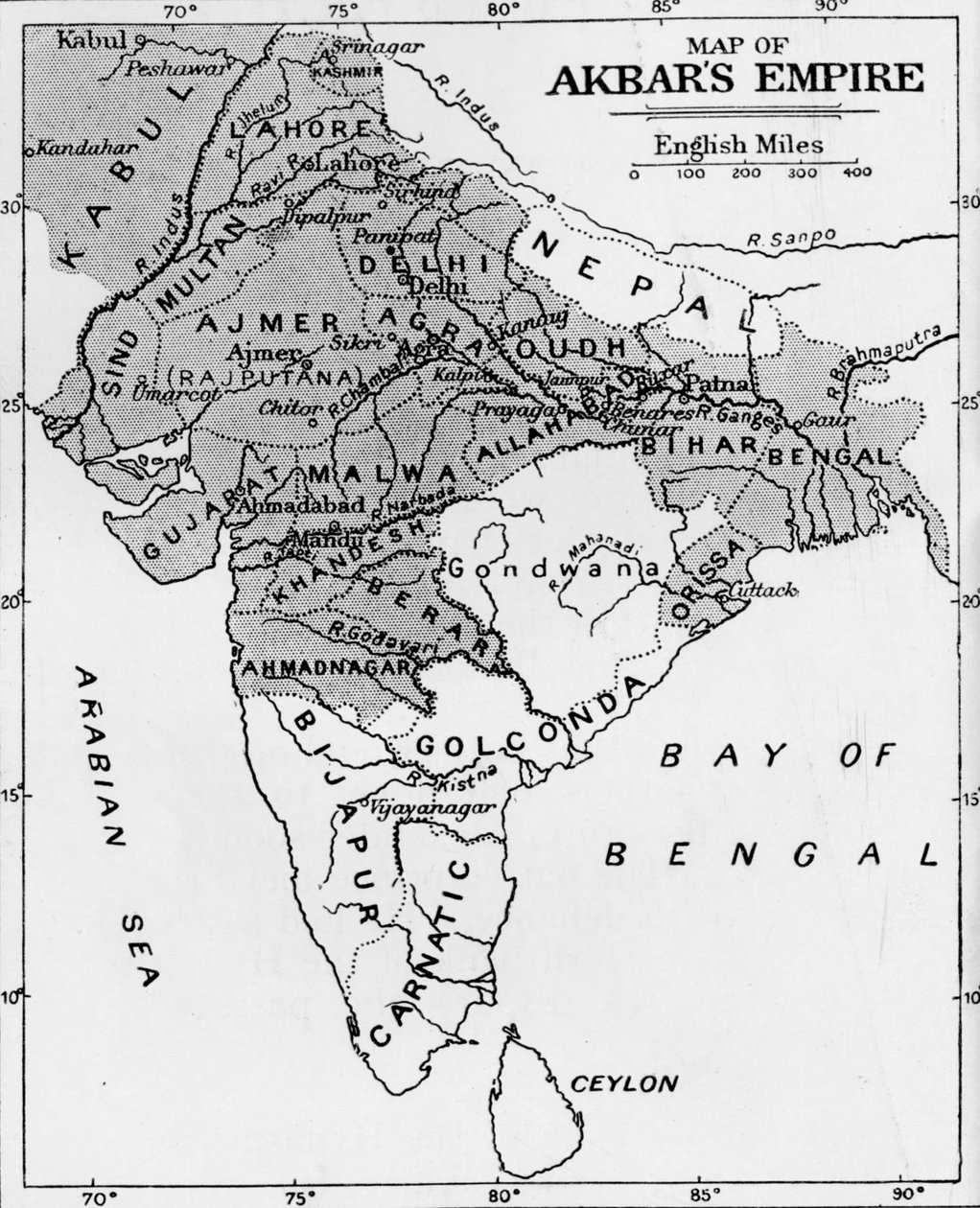 Mapa Imperium Akbara, ok. 1912 r. autorstwa Unbekannt