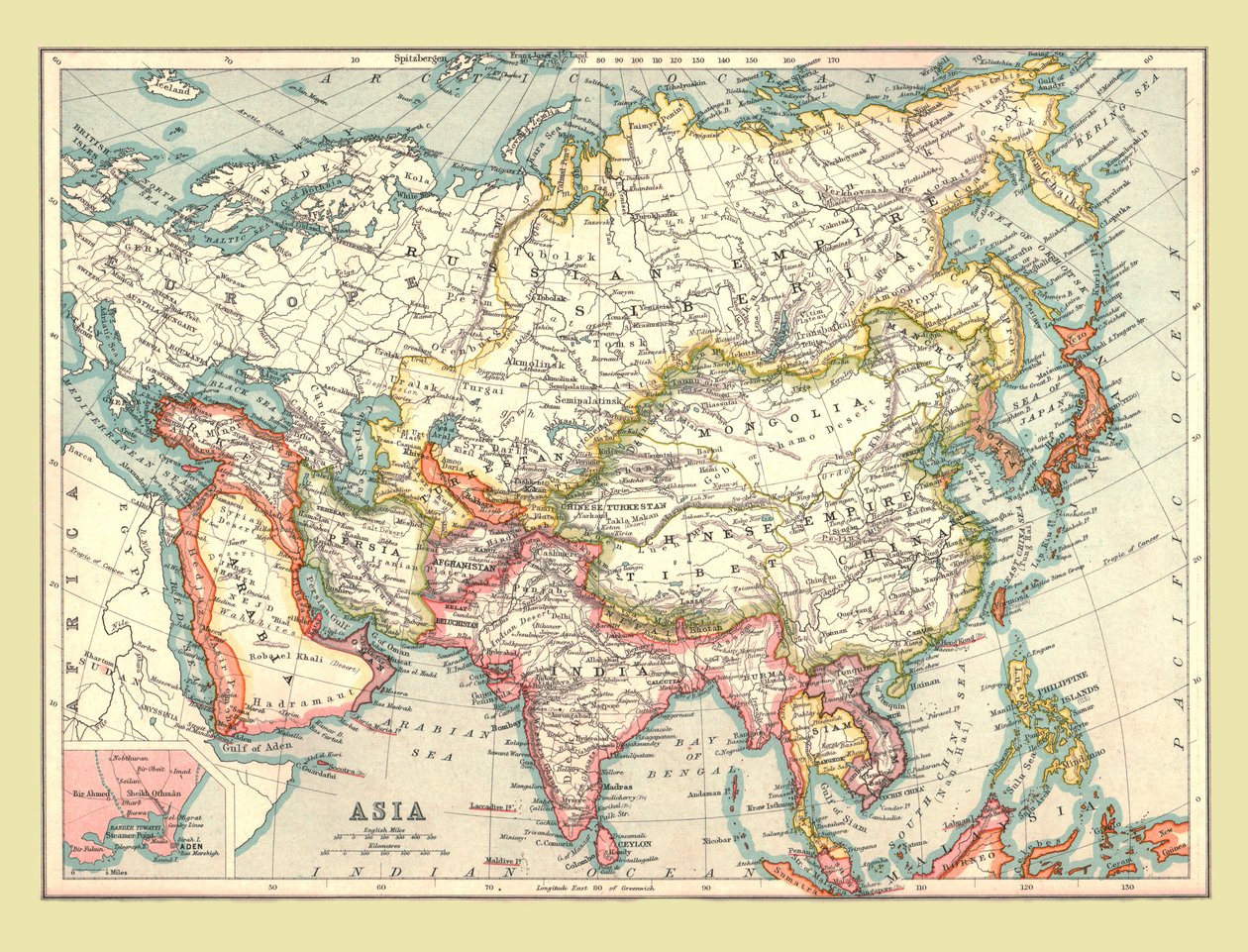 Mapa Azji, 1902. autorstwa Unbekannt