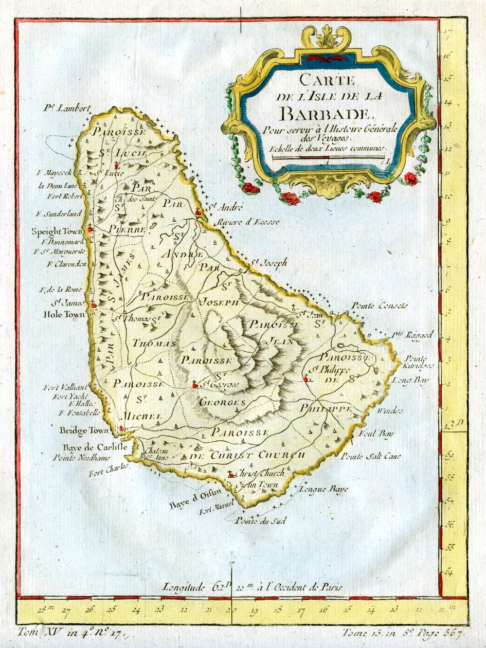 Mapa Barbadosu, ok. 1764 r. autorstwa Unbekannt