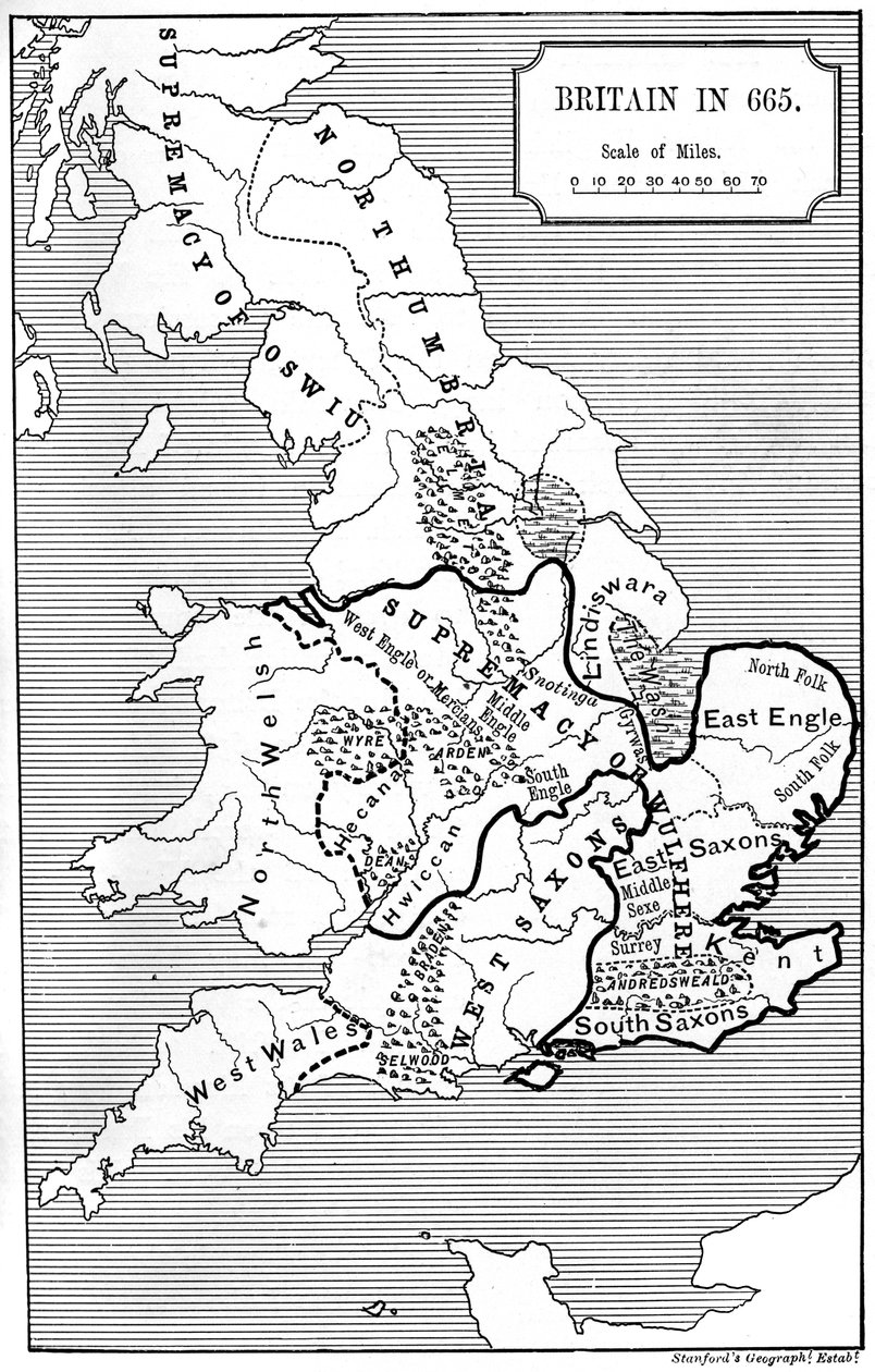Mapa Wielkiej Brytanii w 665, 1892 r. autorstwa Unbekannt