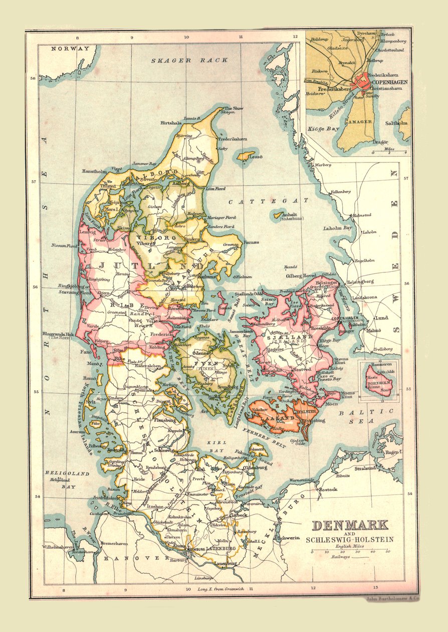 Mapa Danii, 1902. autorstwa Unbekannt