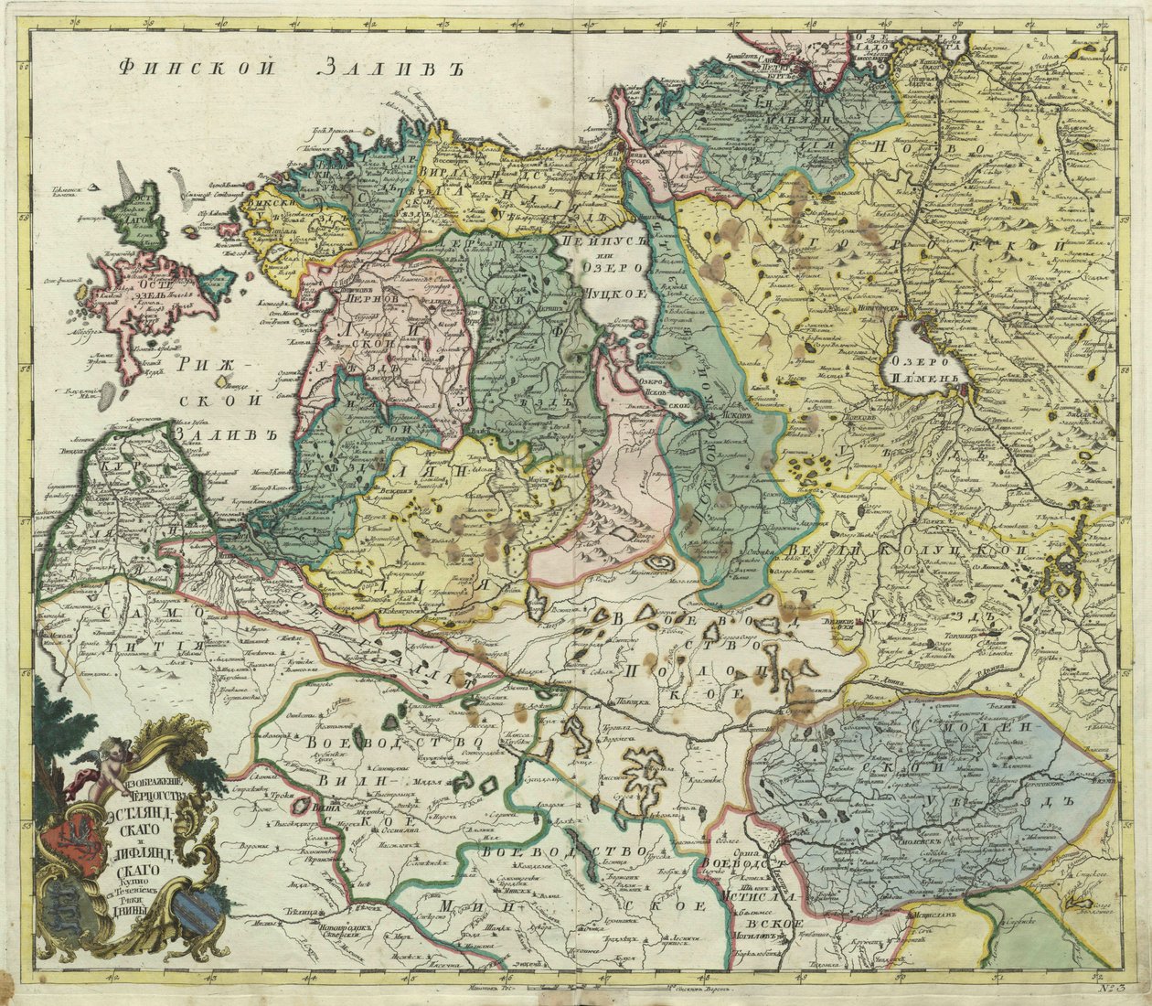 Mapa Estonii i Inflant, 1745 autorstwa Unbekannt
