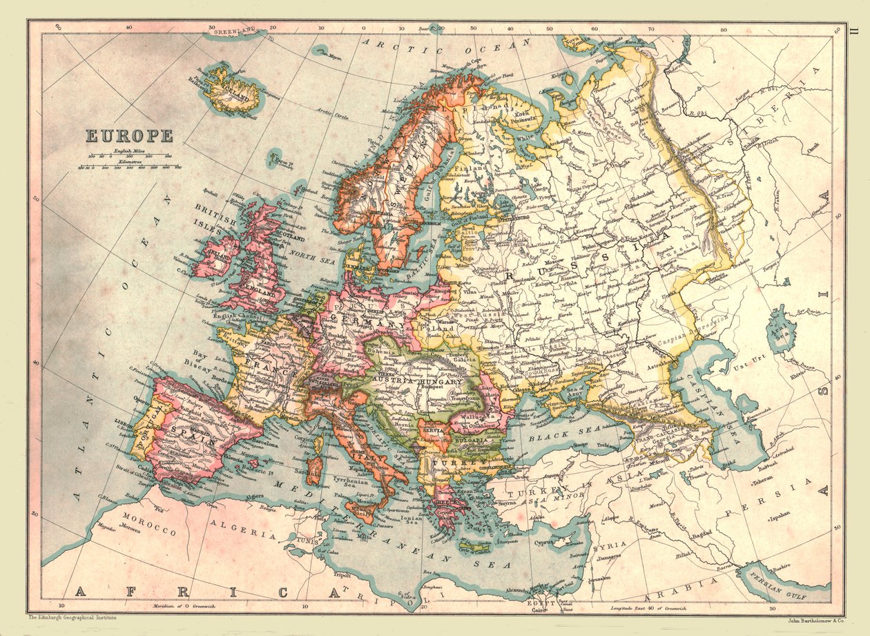 Mapa Europy, 1902. autorstwa Unbekannt