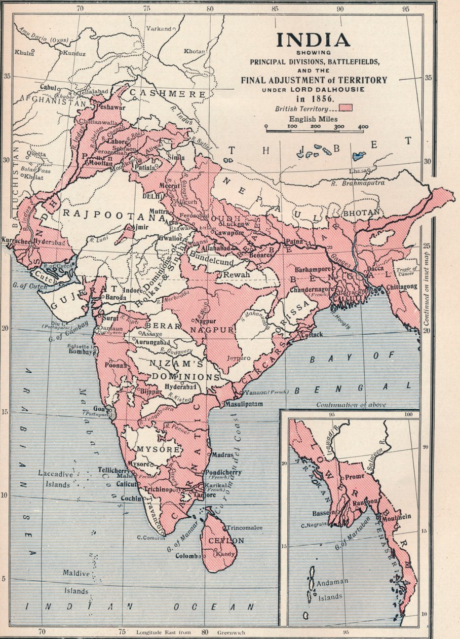 Mapa Indii w 1856 1906. autorstwa Unbekannt