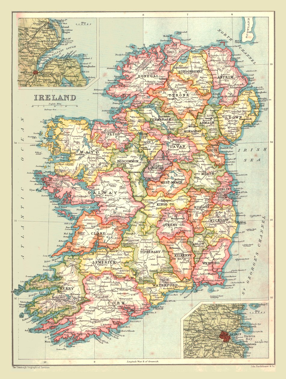 Mapa Irlandii, 1902. autorstwa Unbekannt