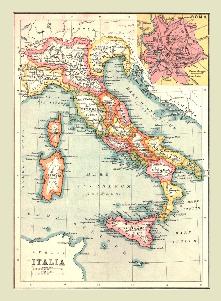 Mapa Włoch, 1902. autorstwa Unbekannt