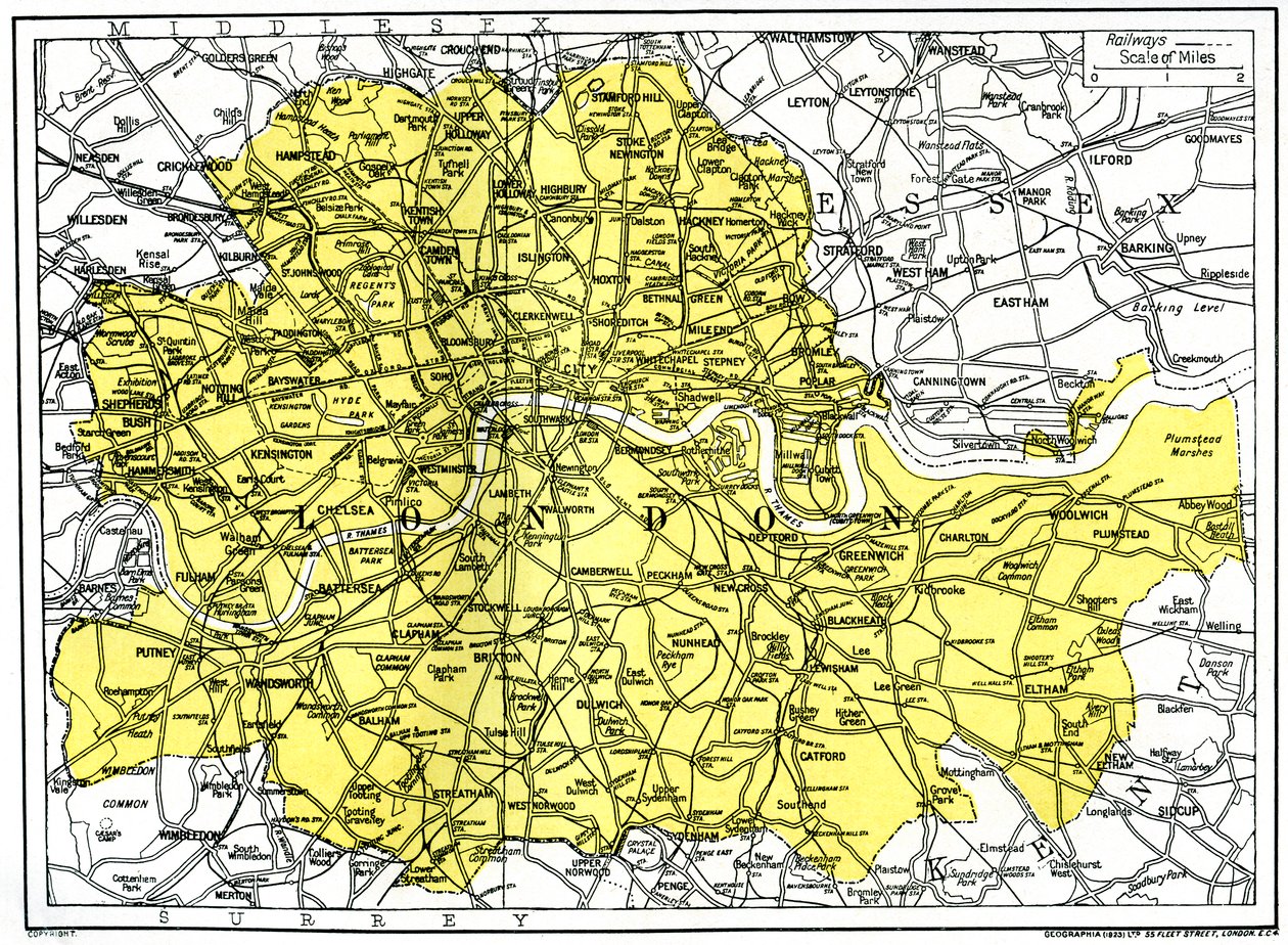 Mapa Londynu, 1924-1926 autorstwa Unbekannt