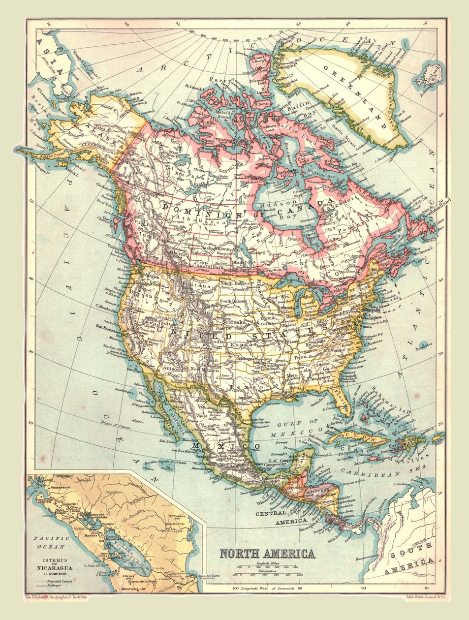 Mapa Ameryki Północnej, 1902. autorstwa Unbekannt