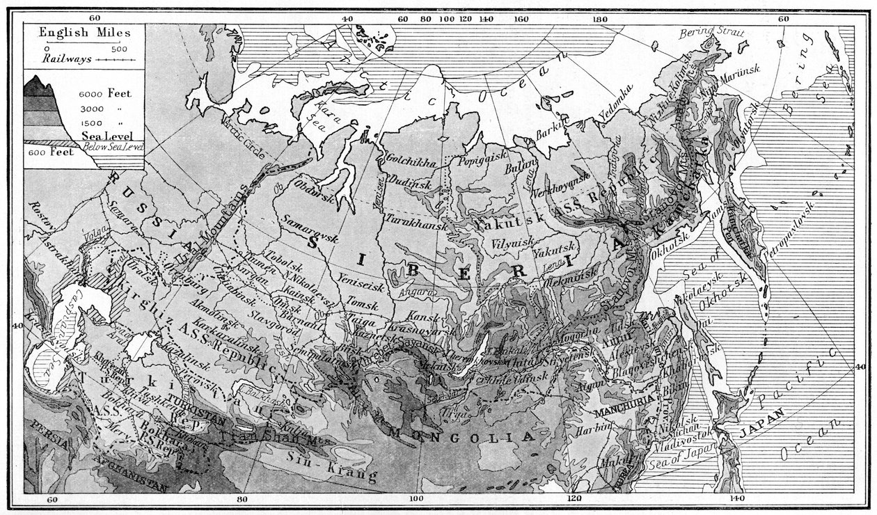 Mapa Syberii, ok. 1923 r. autorstwa Unbekannt