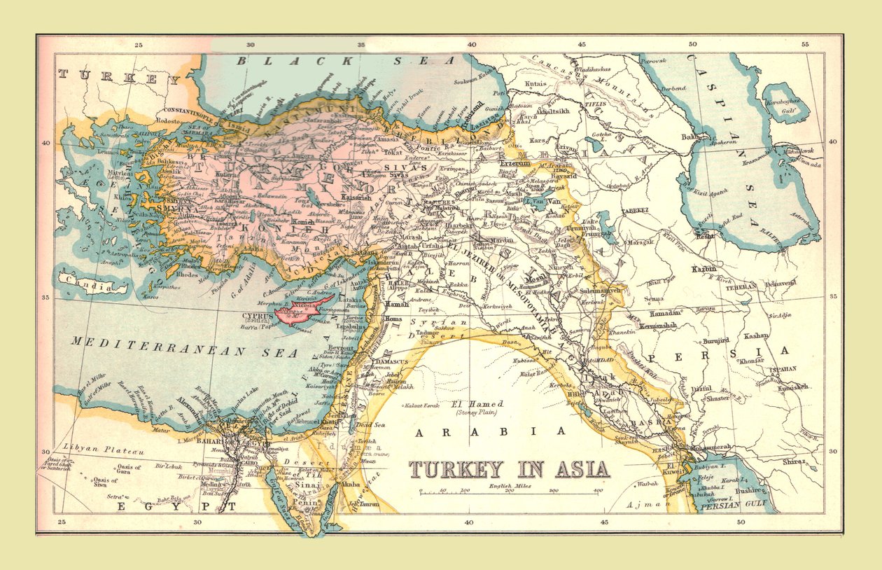 Mapa Turcji w Azji, 1902. autorstwa Unbekannt