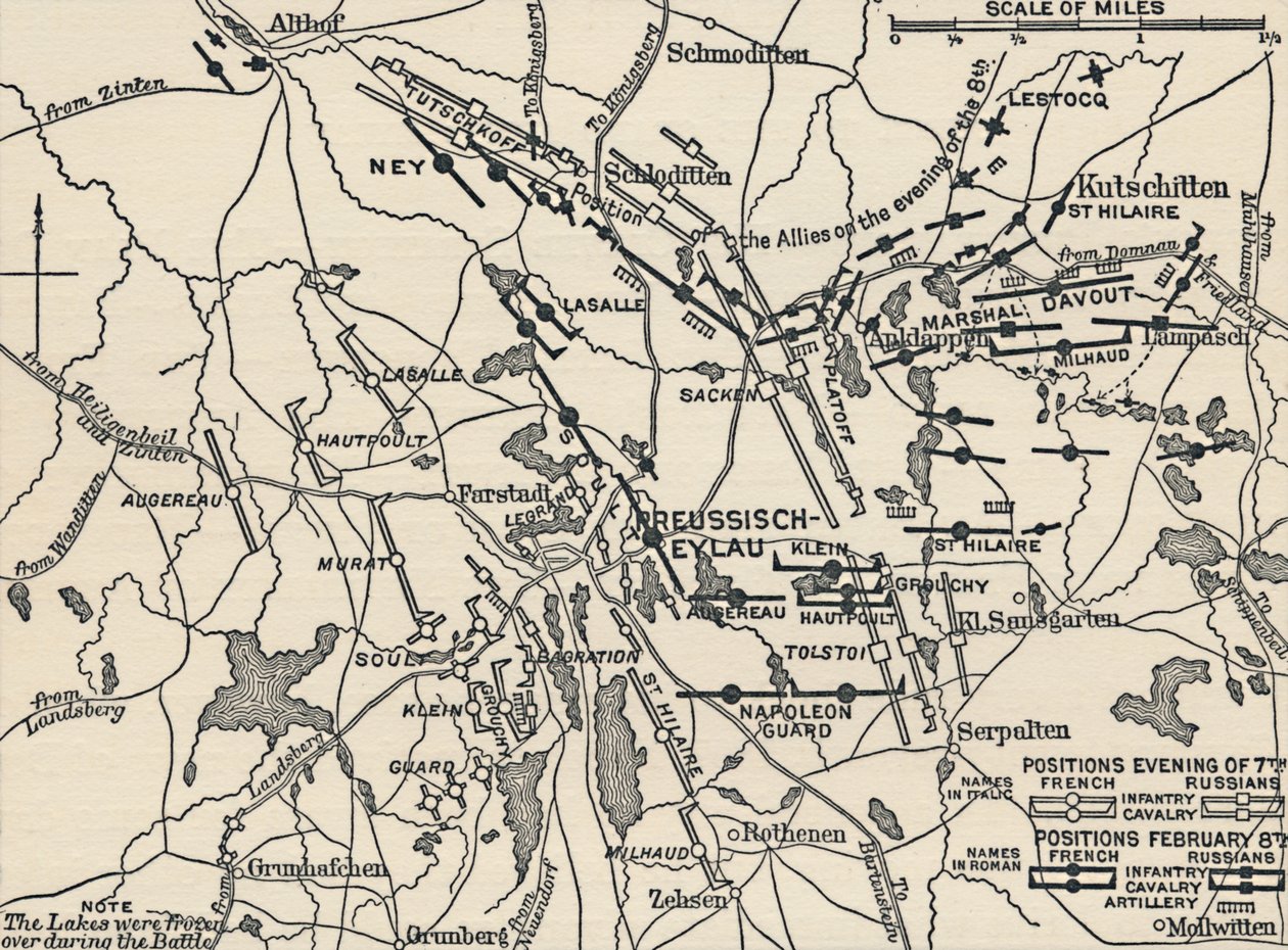 Mapa bitwy pod Eylau, 1807, 1896 autorstwa Unbekannt