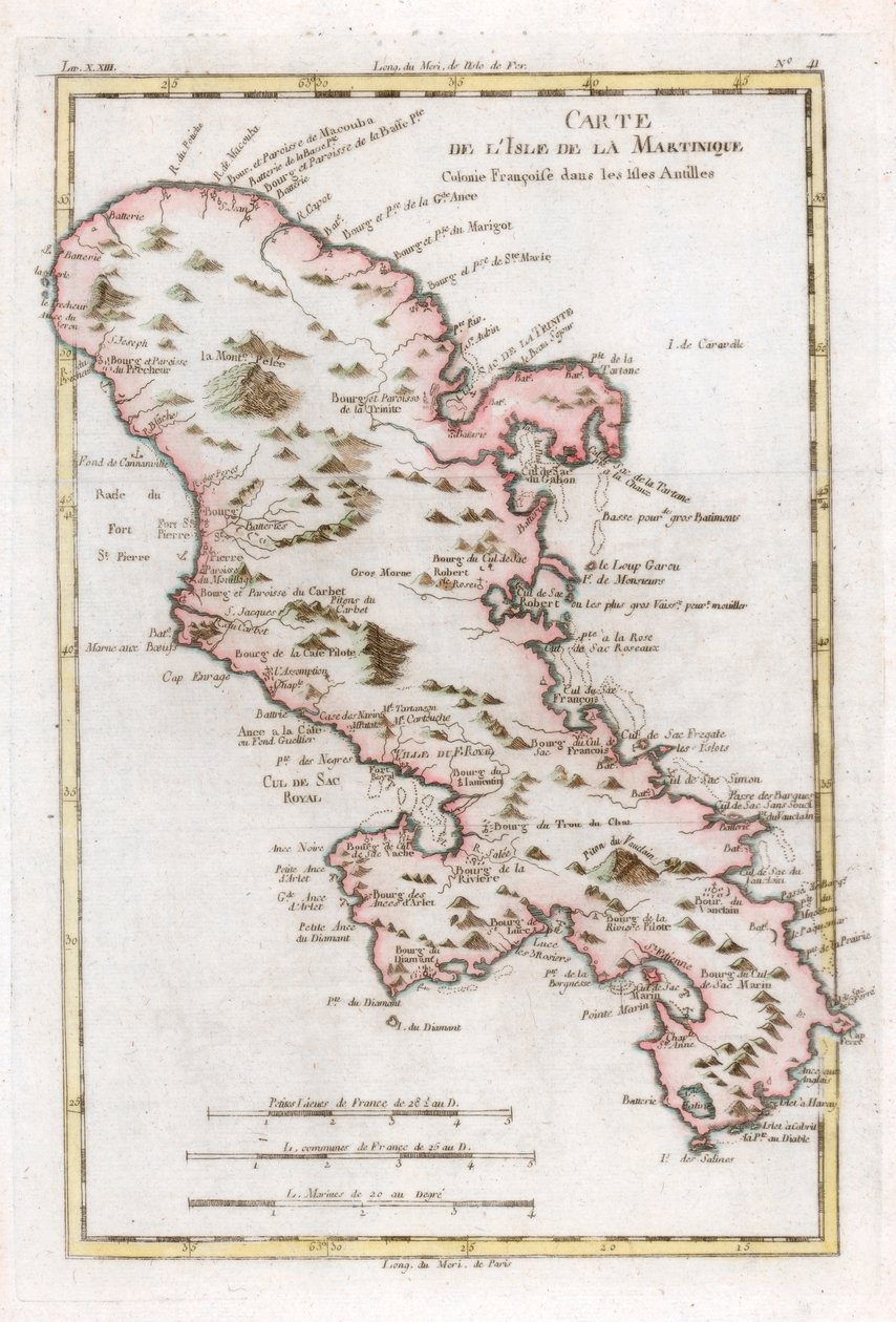 Mapa karaibskiej wyspy Martyniki, ok. 1783 r. autorstwa Unbekannt