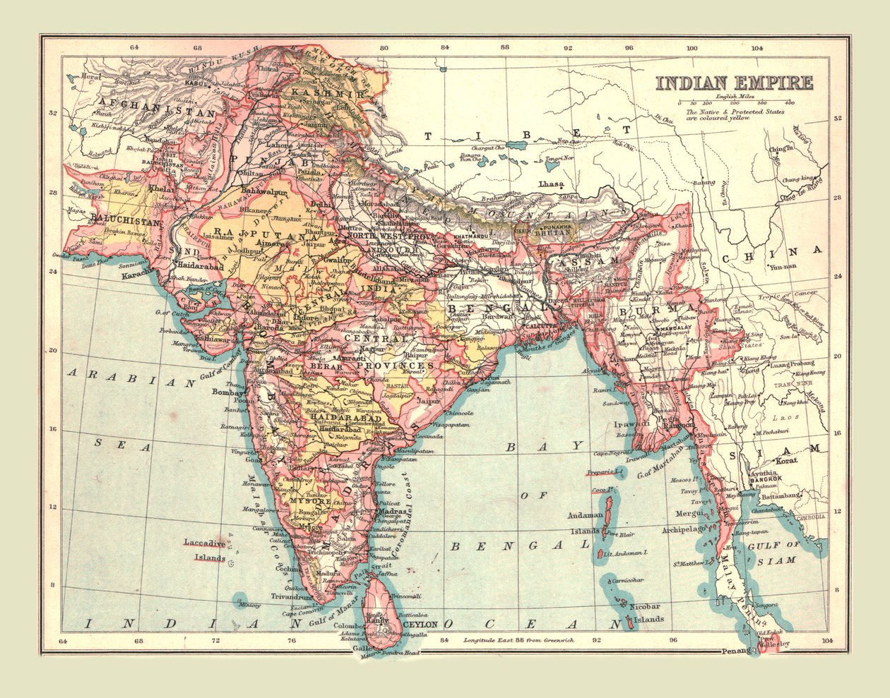 Mapa Imperium Indyjskiego, 1902. autorstwa Unbekannt