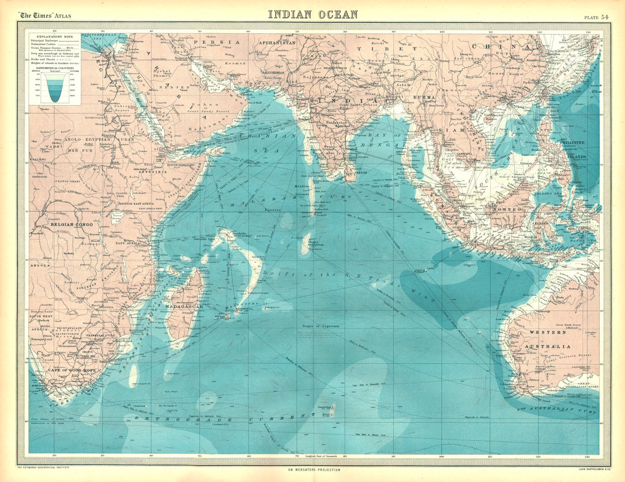 Mapa Oceanu Indyjskiego autorstwa Unbekannt
