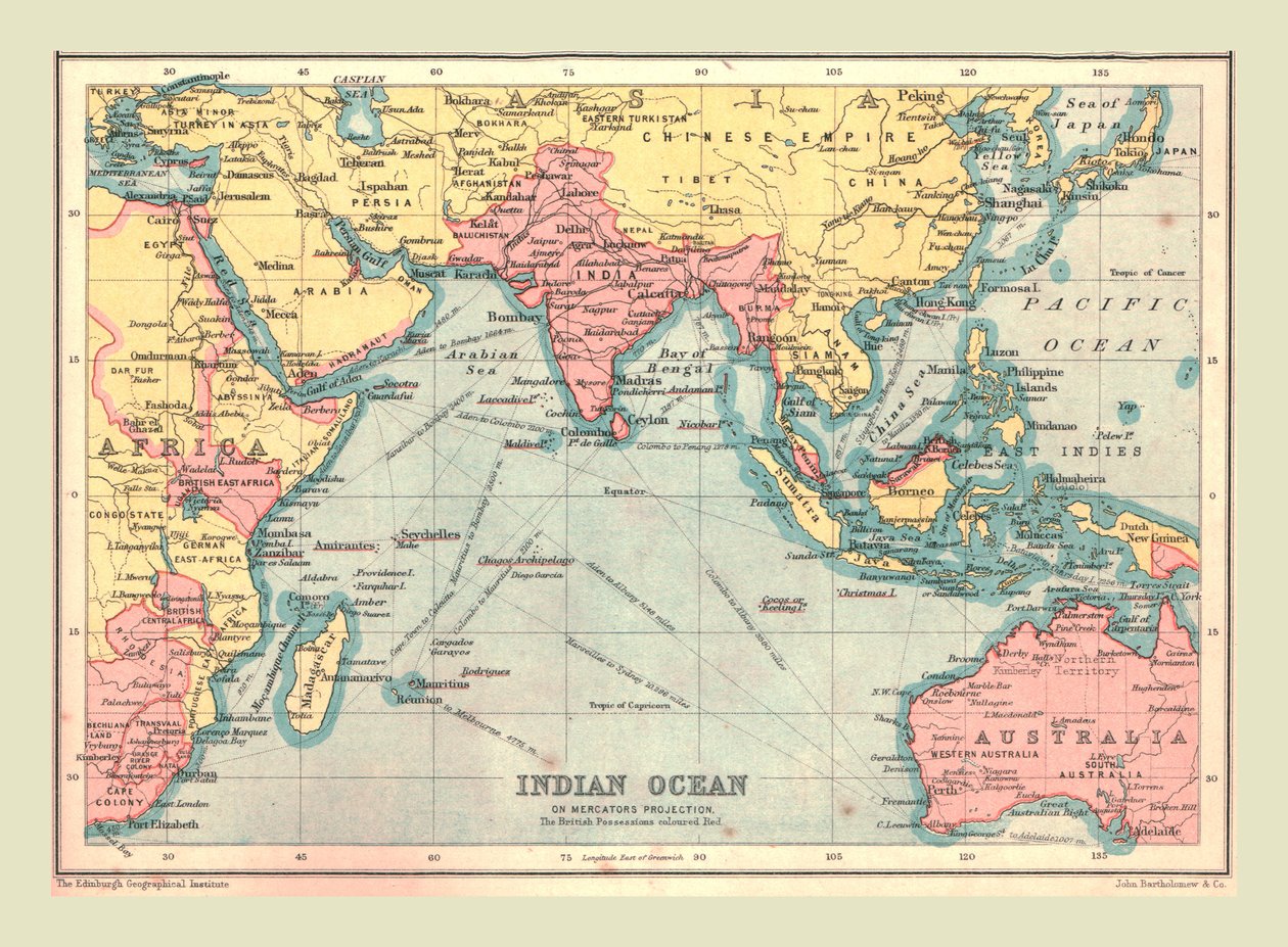 Mapa Oceanu Indyjskiego, 1902. autorstwa Unbekannt