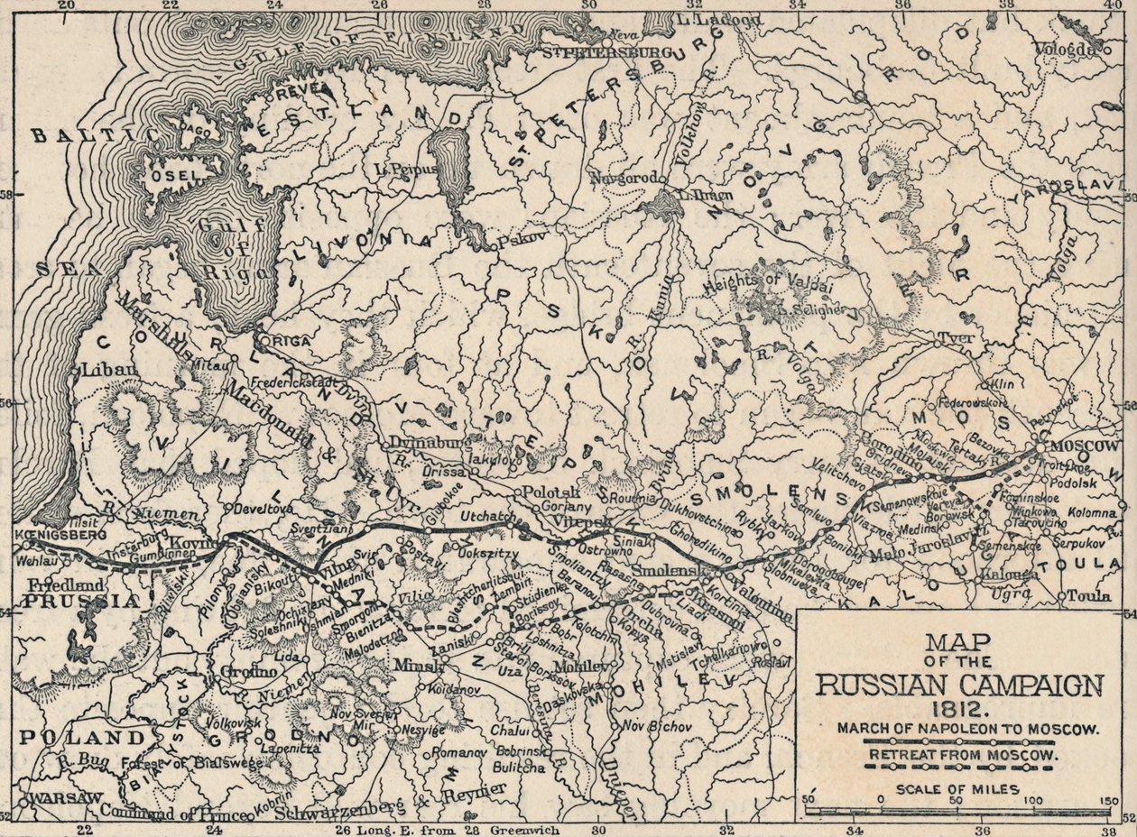 Mapa kampanii rosyjskiej, 1812, 1896 autorstwa Unbekannt