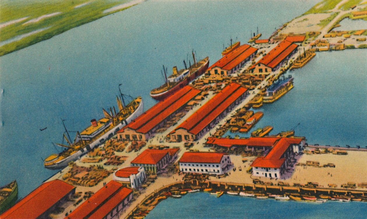 Port terminalu morskiego, Barranquilla, ok. 1940 r. autorstwa Unbekannt