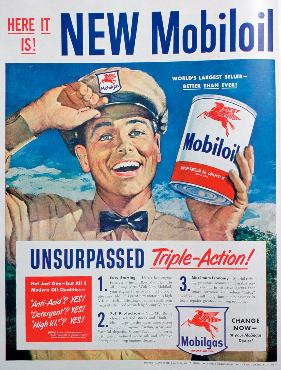 Reklama oleju silnikowego Mobiloil, 1949 autorstwa Unbekannt