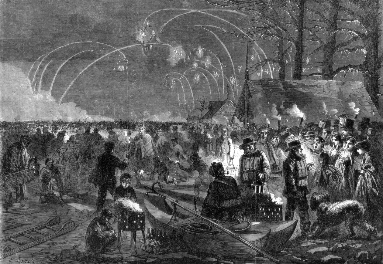 Scena nocna na Serpentine, Londyn, XIX wiek autorstwa Unbekannt