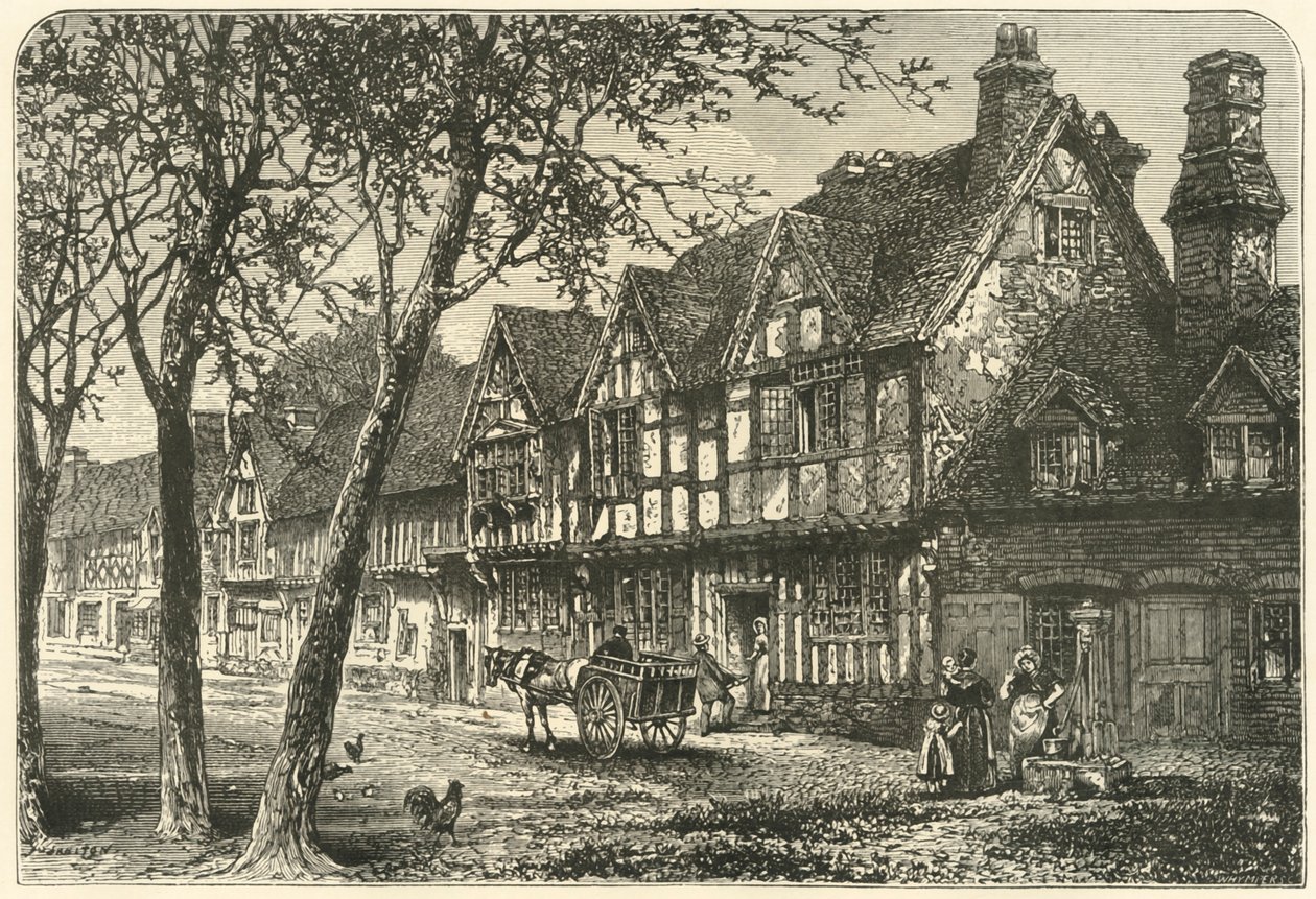 Stare domy pod zamkiem Warwick, 1898. autorstwa Unbekannt