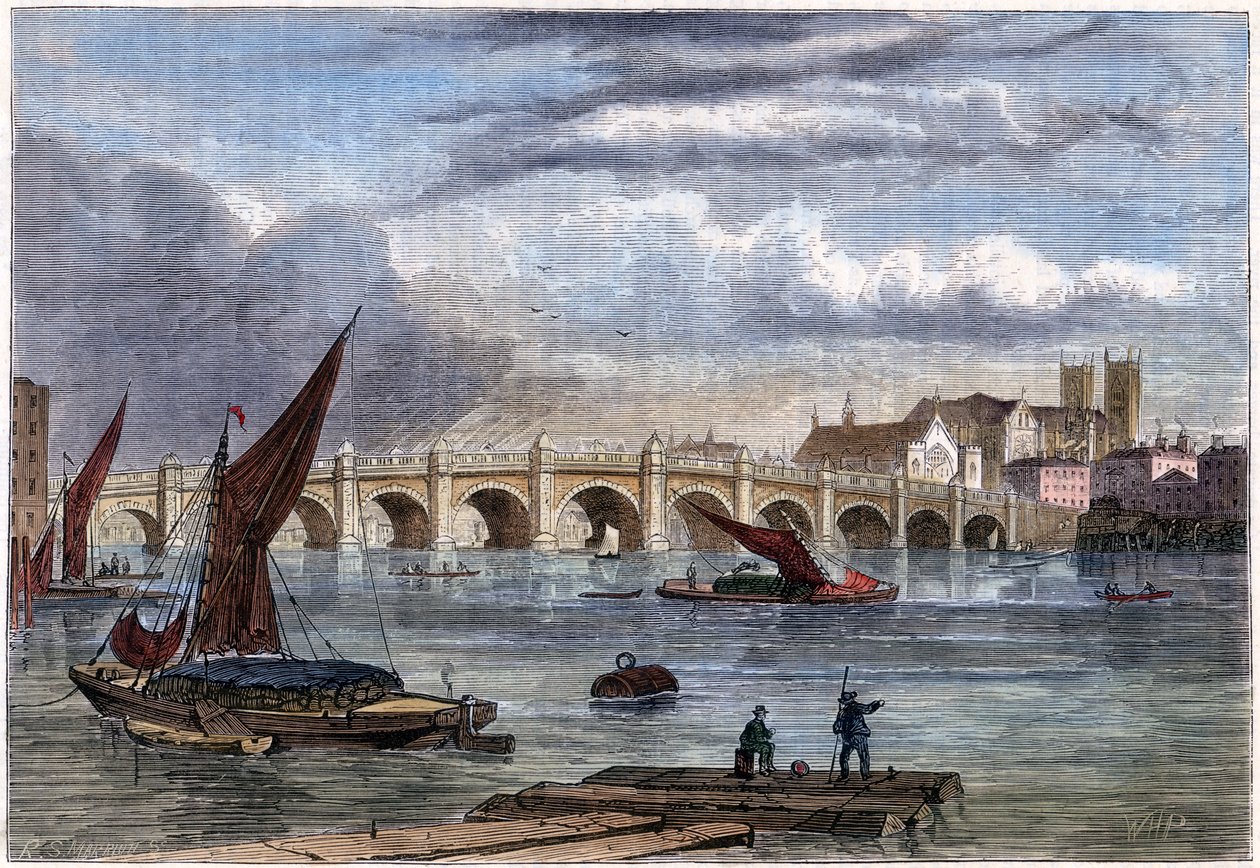 Stary Most Westminsterski w 1754 r., XIX w. autorstwa Unbekannt