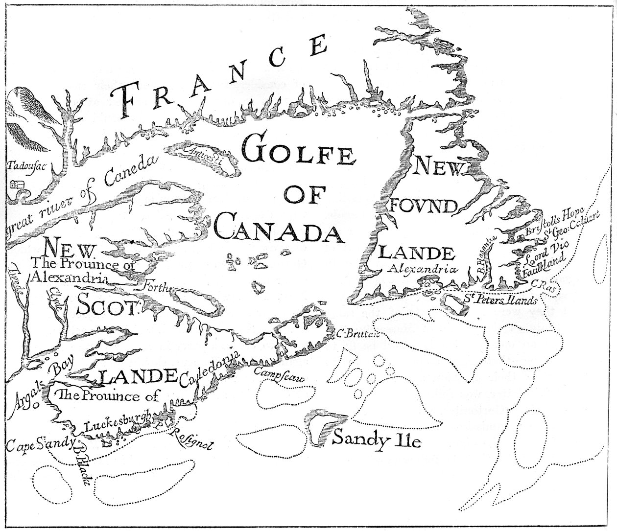 Stara mapa Akadii, XVII w. ok. 1880 r. autorstwa Unbekannt
