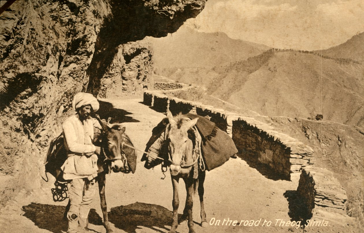 W drodze do Theog, Simla, c1918-c1939. autorstwa Unbekannt