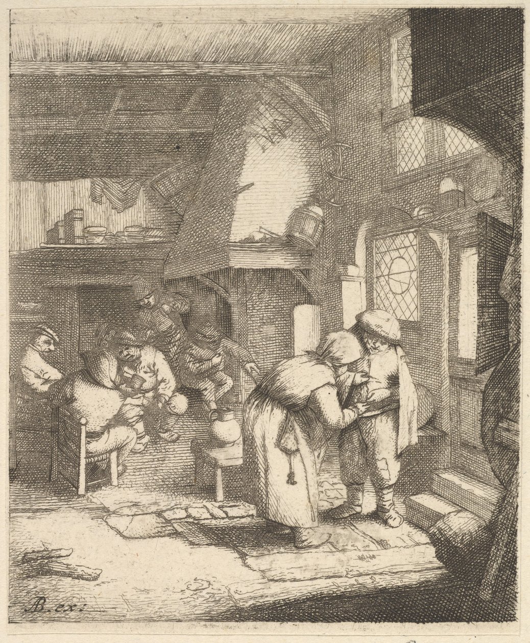 Chłop płacący rachunek, 1610-85. autorstwa Unbekannt