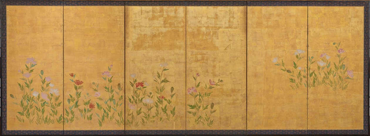 Różowe i czerwone maki, okres Edo, 1615-1868. autorstwa Unbekannt
