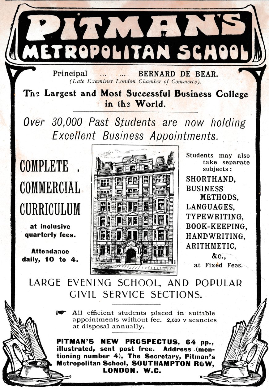 Pitmans Metropolitan School, 1906. autorstwa Unbekannt