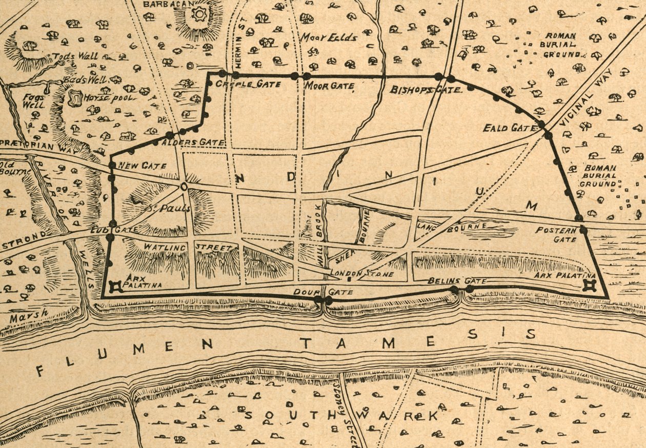 Plan rzymskiego Londynu, 1897. autorstwa Unbekannt