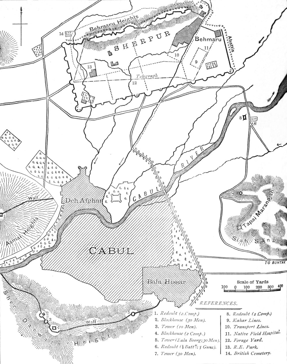 Plan kantonów Sherpura, ok. 1880 r autorstwa Unbekannt