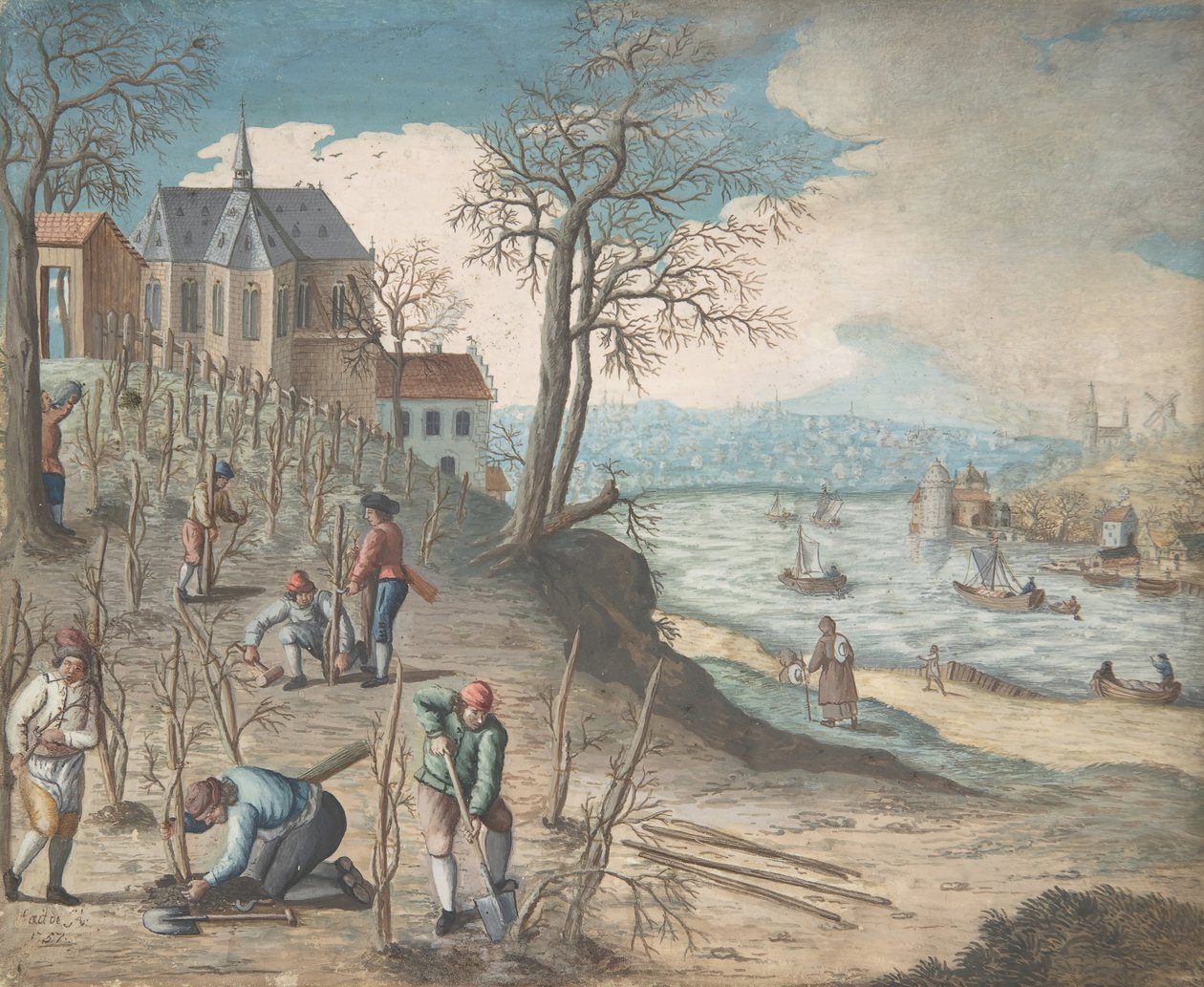 Sadzenie drzew, XVIII wiek. autorstwa Unbekannt