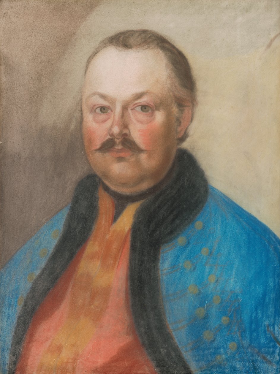 Portret chłopa z wąsami w modnym stylu autorstwa Unbekannt