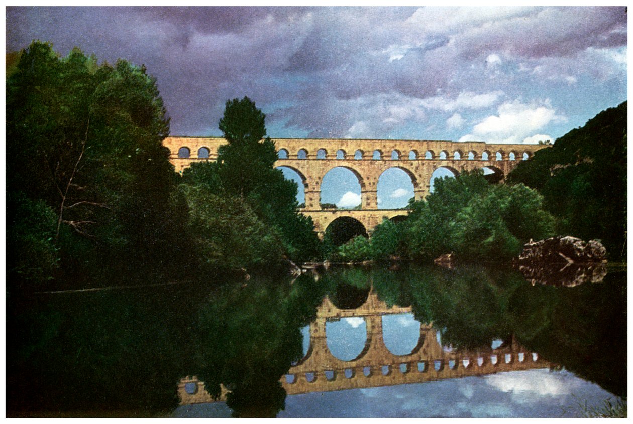 Pont du Gard, rzymski akwedukt, Nimes, Francja, 1956 autorstwa Unbekannt