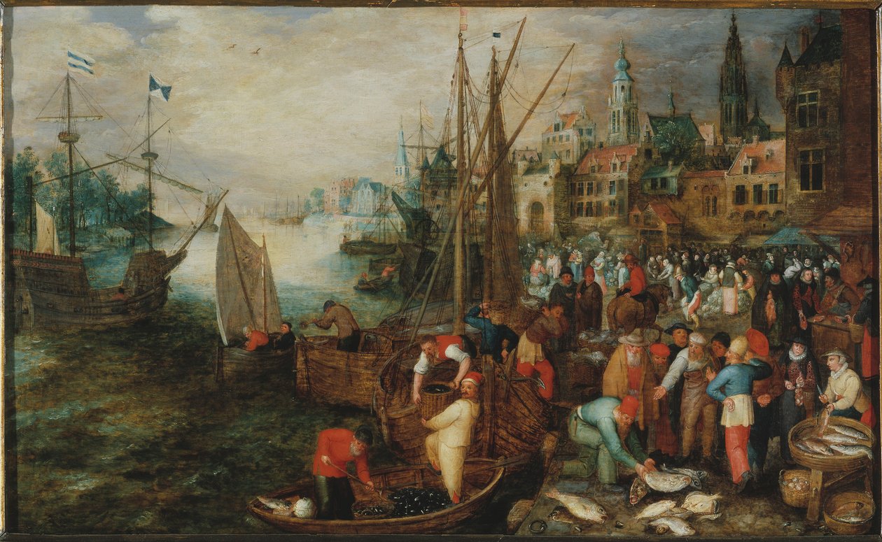 Port w Antwerpii, 1600. autorstwa Unbekannt