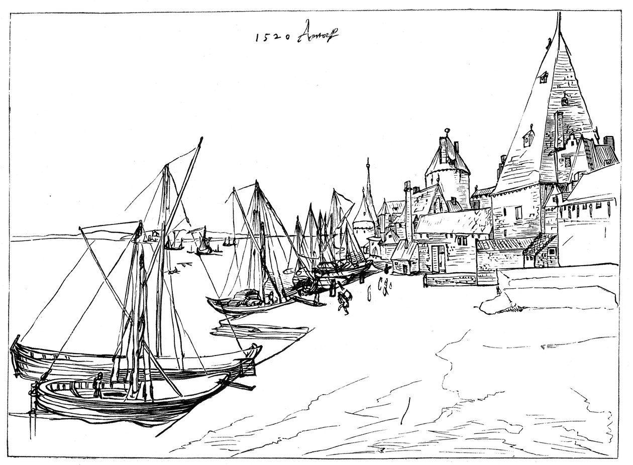 Port w Antwerpii w 1520 autorstwa Unbekannt