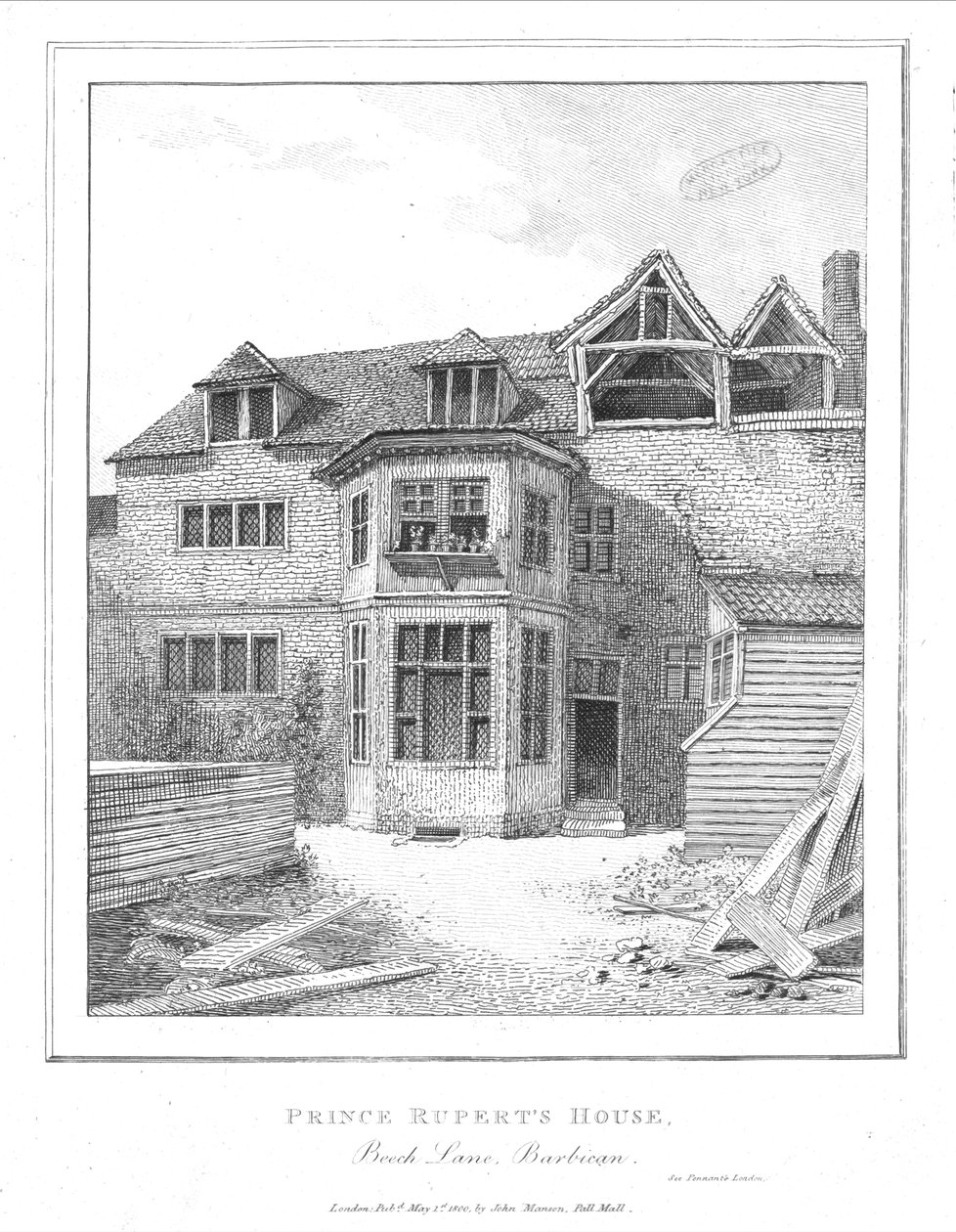 Dom Księcia Ruperta, Beech Lane, Barbakan, 1800 autorstwa Unbekannt