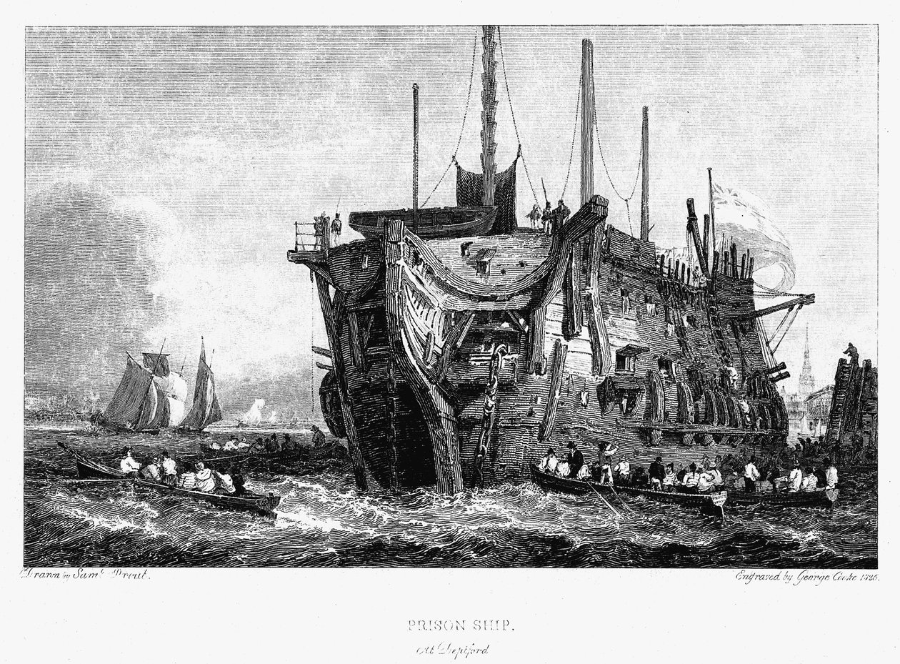 Hulk więzienny w Deptford, Londyn, c1826 autorstwa Unbekannt