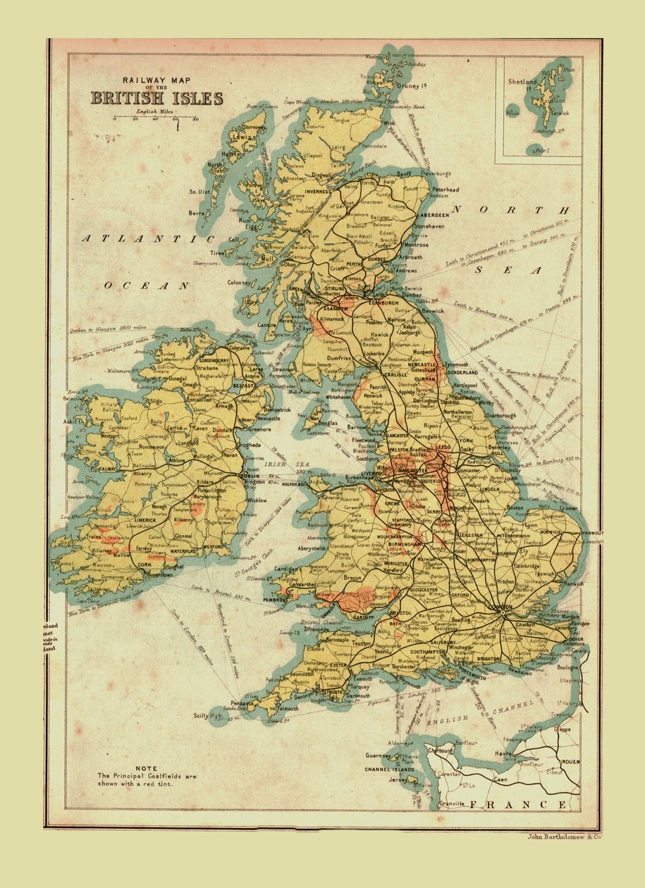 Mapa kolejowa Wysp Brytyjskich, 1902. autorstwa Unbekannt