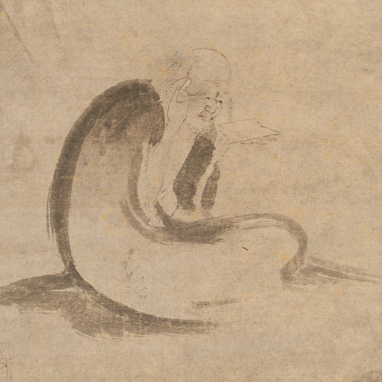 Czytanie Sutry w świetle księżyca, ca. 1332. autorstwa Unbekannt
