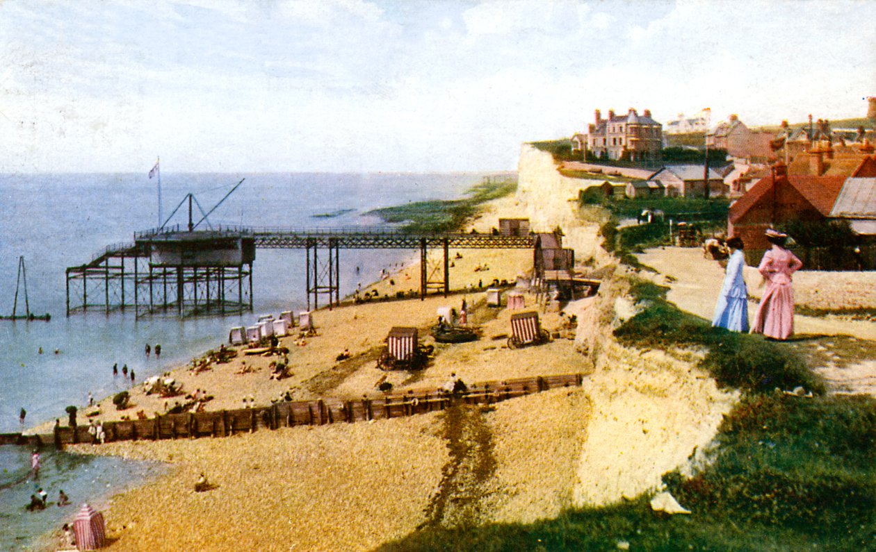 Plaża Rottingdean, East Sussex, patrząc na zachód, c1900-1920 autorstwa Unbekannt