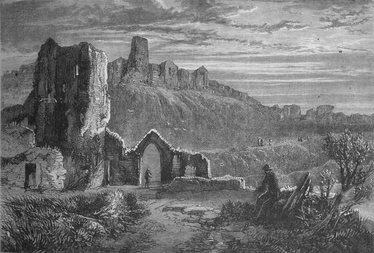 Ruiny zamku Hastings, ok. 1880 r. autorstwa Unbekannt