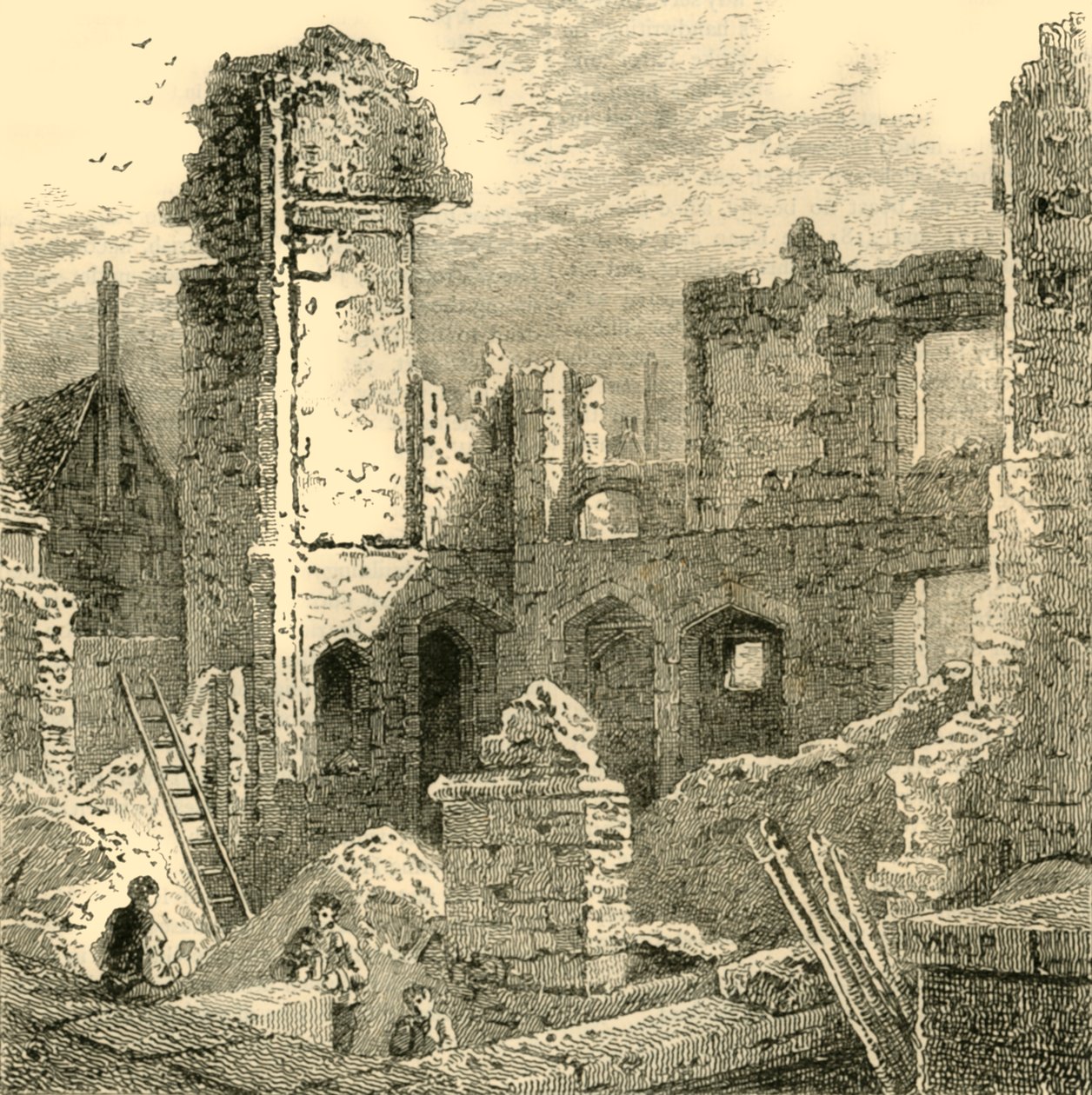 Ruiny klasztoru św. Klary, ok. 1872 r. autorstwa Unbekannt