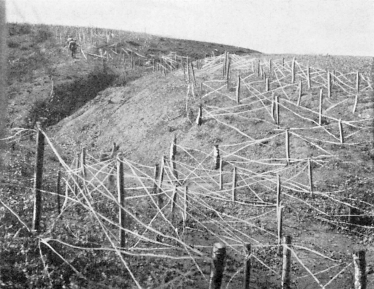 Rosyjskie zasieki z drutu kolczastego, wojna rosyjsko-japońska, 1904-5 autorstwa Unbekannt